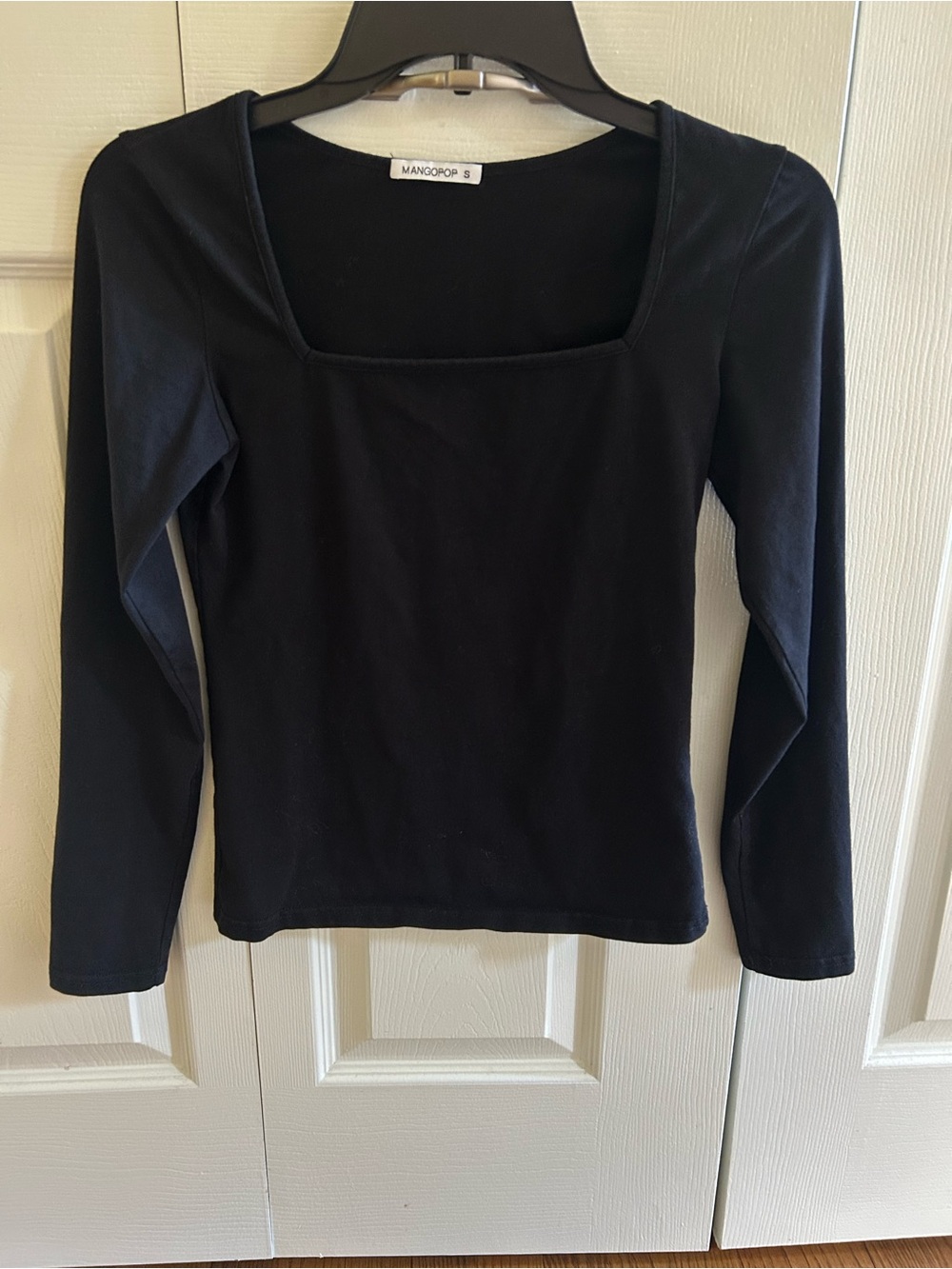 MANGOPOP Womens Square Neck Long Sleeve Fitted Top